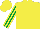 Yellow, emerald green and yellow striped sleeves