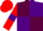 Maroon and purple (quartered), red sleeves, purple armlets, red cap