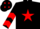 Black, red star, chevrons on sleeves, black cap, red diamonds