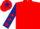 Red, dark blue sleeves, red stars, red cap, dark blue star