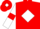 Red, white diamond, white sleeves, red armlets, red cap, white diamond