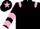 Black, pink epaulets, chevrons on sleeves, black cap, pink star