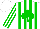 White, green stripes, green shamrock, green stripes on white sleeves