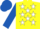 Yellow, white stars, royal blue sleeves & cap
