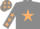 Grey, beige star, beige stars on sleeves, grey cap, beige stars