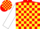 Red and yellow check, white sleeves