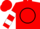 Red, black circle and 'a', two white hoops on sleeves