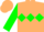 Beige, hunter green triangular thirds, beige collar, green diamond hoop on sleeves