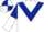 White, dark blue chevron, dark blue and white halved sleeves, dark blue and white quartered cap