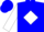 Blue, white diamond frame, white sleeves, blue cuffs