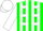 Green, red & white polka dots, red & white stripes on sleeves, matching cap