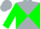 Silver and hunter green diagonal quarters, green sleeves