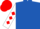 Royal blue, white sleeves, red diamonds, red cap