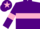 Purple, pink hoop, armlets and star on cap