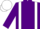 Purple, white braces, purple and white cap