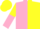 Pink & yellow halved, sleeves reversed, yellow cap