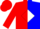 Red and blue diagonal halves, red 'ht' on white diamond