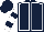 Dark blue, white seams, white and dark blue hooped sleeves, dark blue cap