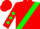 Red, kelly green sash, green diamonds on sleeves, red cap
