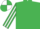 Emerald Green, White striped sleeves, quartered cap