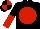 BLACK, RED disc, halved sleeves, quartered cap