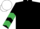 Black, white and emerald green chevrons on sleeves, white cap