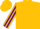 Gold, purple stripe on sleeves