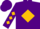 Purple, black 'm' in gold diamond, gold diamonds on sleeves