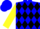 Blue, black diamonds, yellow sleeves