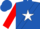 Royal blue, red trimmed white star sash, royal blue trimmed white band on red sleeves