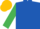 Royal blue, emerald green sleeves, gold cap