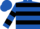 Royal blue, black hoops, black bars on sleeves