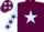 Maroon, light blue star, light blue sleeves, maroon stars and cap