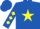 Royal blue, yellow star, diamonds on sleeves