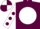Maroon, white disc, white sleeves, maroon spots, white & maroon quartered cap