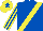 Royal blue, yellow sash, striped sleeves, yellow cap, royal blue star