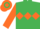 Emerald green, orange triple diamond & sleeves, hooped cap