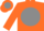 Orange, orange 'jm' on gray ball, gray and orange sleeves