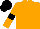 Orange, black armlets, black cap
