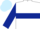White, light blue hoop, dark blue hoop on sleeves, light blue cap