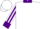 White, purple collar and cuffs, striped sleeves, white cap