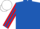 Royal blue, red and royal blue striped sleeves, white cap
