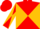 Red and gold diagonal quarters