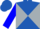 Royal blue and silver diagonal quarters, blue sleeves