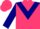 Cerise, navy blue chevron and sleeves, cerise cap