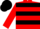 Red and black hoops, red sleeves, black cap