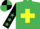 Emerald green, yellow cross belts, black sleeves, emerald green stars, black and emerald green quartered cap