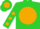 Lime green, copper ball, copper dots on sleeves