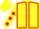 Yellow, red seams, yellow sleeves, red spots, yellow cap