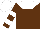 Brown, white yoke, two white hoops on sleeves, white cap